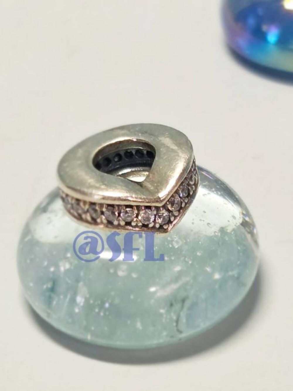 Authentic Pandora Sterling Silver Sparkling Spacer Charm With Clear Czs Bead